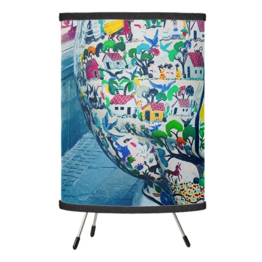 Vivid and Vibrant Mexican Art Table Lamp (Left)