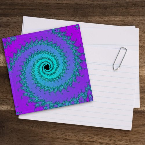 Vivid Aqua Blue and Purple Fractal Spiral  Paperweight