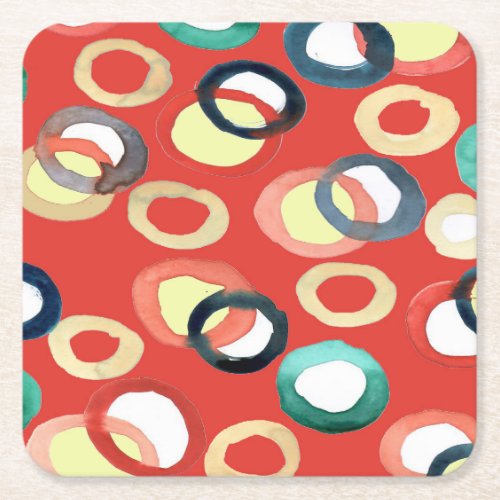 Vivid Aquarelle Abstract Background Art Square Paper Coaster
