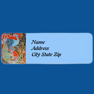 Vivid Art Nouveau Peacock Label