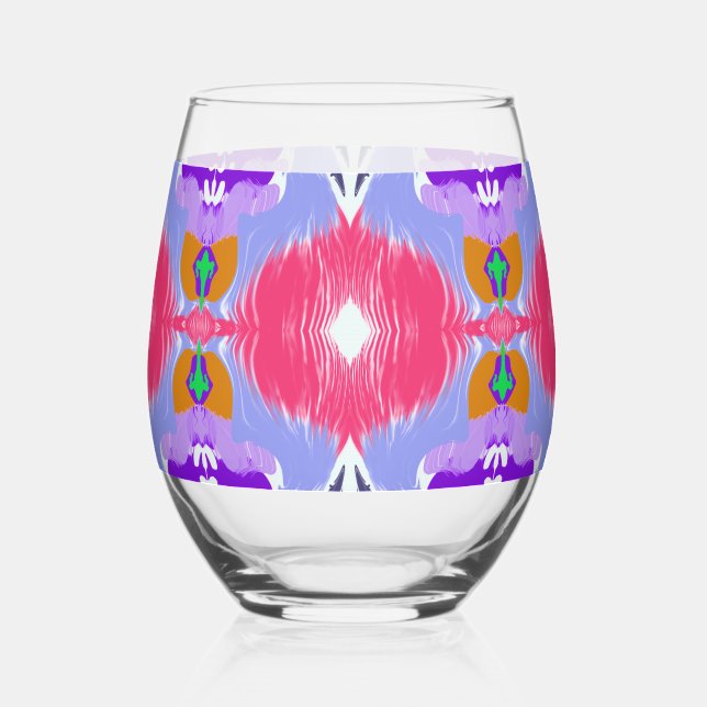 Vivid Aurora Kaleidoscope Electric Stemless Wine Glass (Front)
