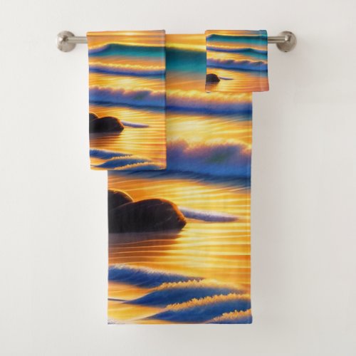 Vivid Beach Sunset Bath Towel Set