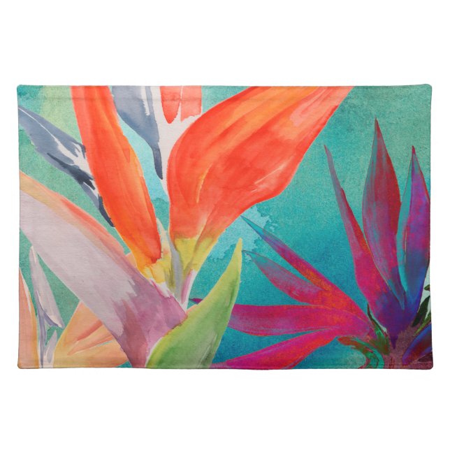 Vivid Birds of Paradise Cloth Placemat (Front)