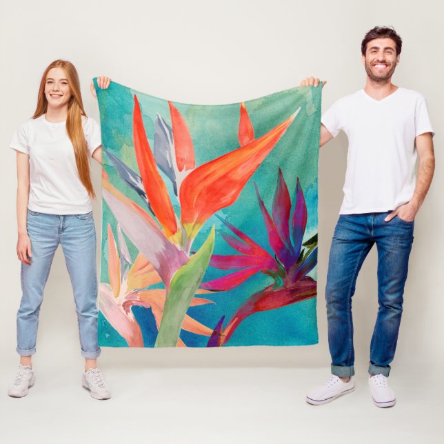 Vivid Birds of Paradise Fleece Blanket (In Situ)