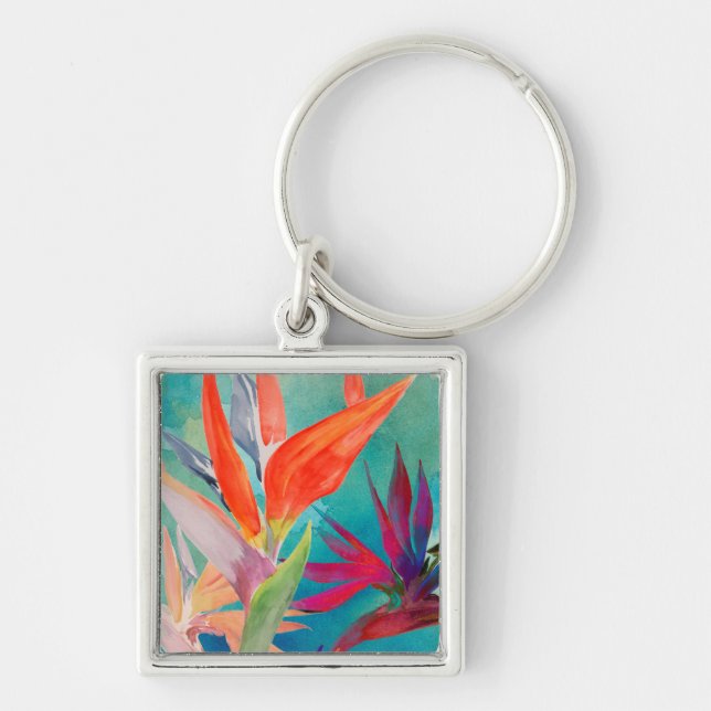 Vivid Birds of Paradise Keychain (Front)
