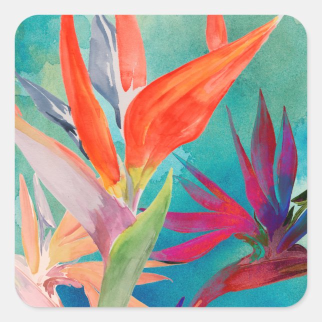 Vivid Birds of Paradise Square Sticker (Front)