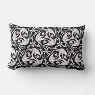 Vivid Black & White Abstract Cozy Lumbar Pillow