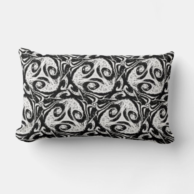 Vivid Black & White Abstract  Cozy Lumbar Pillow (Front)