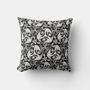 Vivid Black & White Abstract  Cozy Throw Pillow