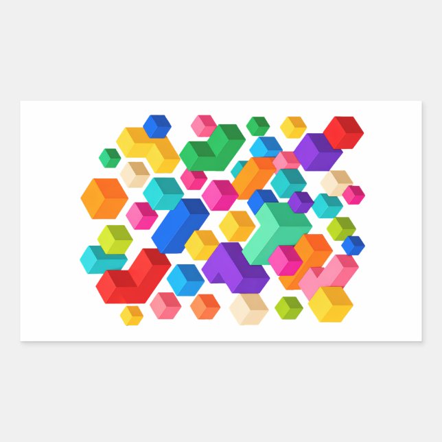 Vivid Blockscape Rectangular Sticker (Front)