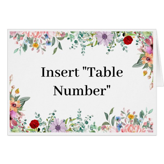 Vivid Bloom –  Multicolor Floral Table Numbers (Front Horizontal)