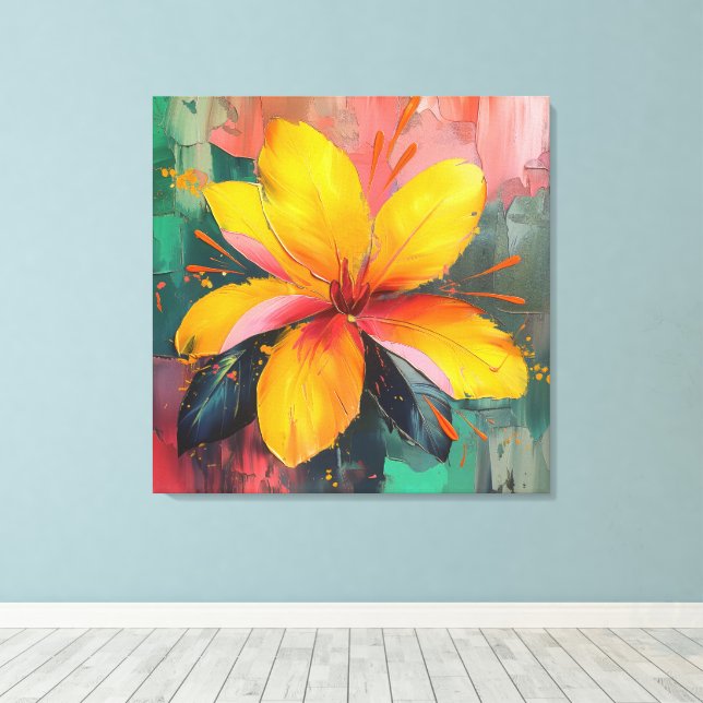 Vivid Blossom – Abstract Floral Explosion Art Canvas Print (Insitu(Wood Floor))