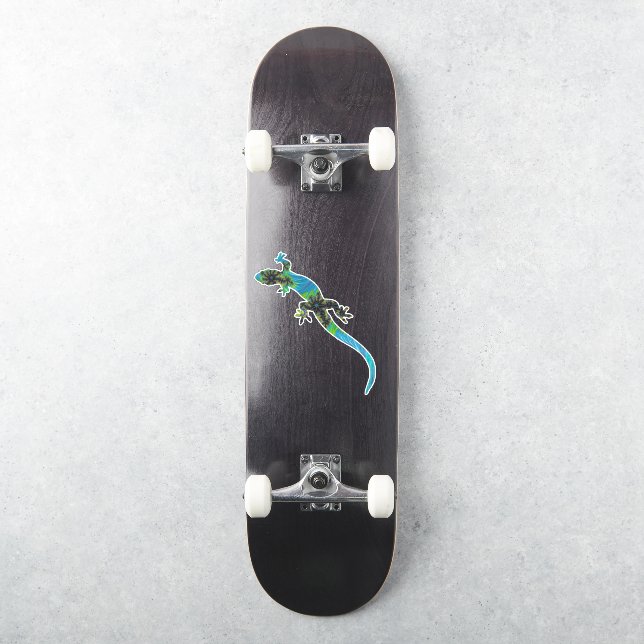 Vivid Blue and Green Fractal Lizard Sticker (Skateboard)