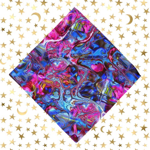 Vivid Blue and Hot Pink Marble Swirl Bandana