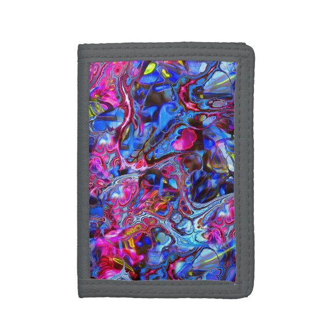 Vivid Blue and Hot Pink Marble Swirl Photo Wallet (Front Vertical)