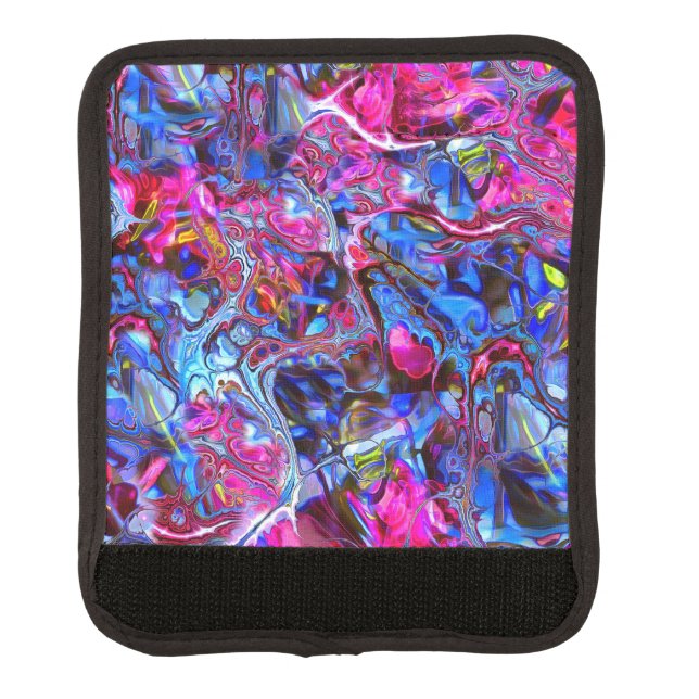 Vivid Blue and Hot Pink Swirl Luggage Wrap Handle (Front)