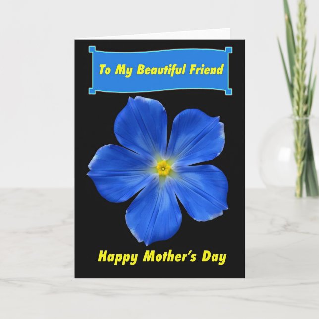 Vivid Blue Blossom Mothers Card (Front)