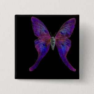 Vivid blue butterfly wearable art button