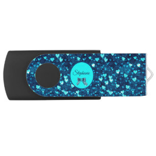 Vivid Blue Hearts Flash Drive