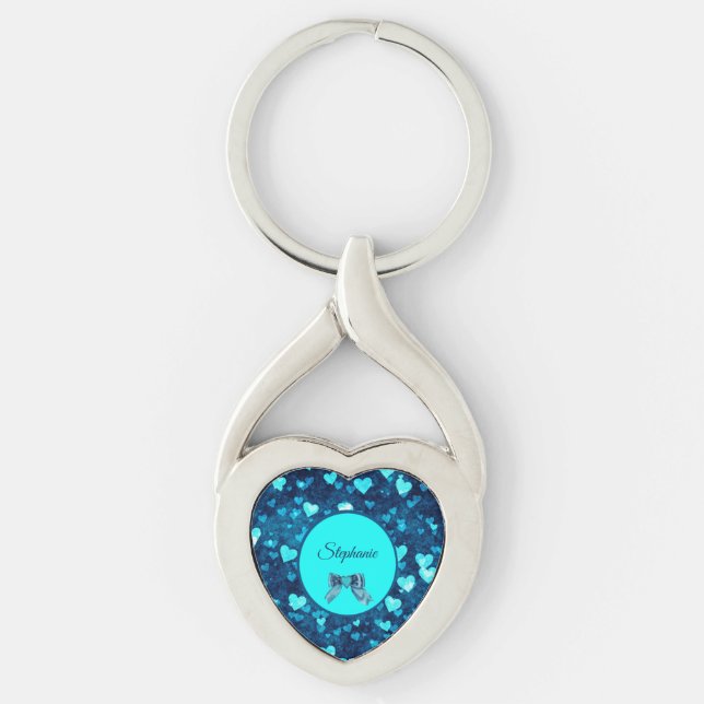 Vivid Blue Hearts Keychain (Front)