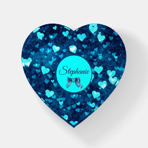Vivid Blue Hearts Paperweight