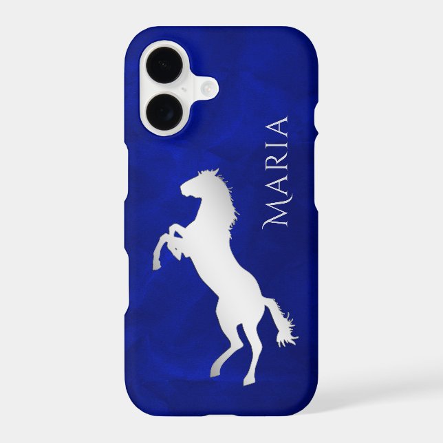 Vivid Blue Silver Horse Case-Mate iPhone Case (Back)