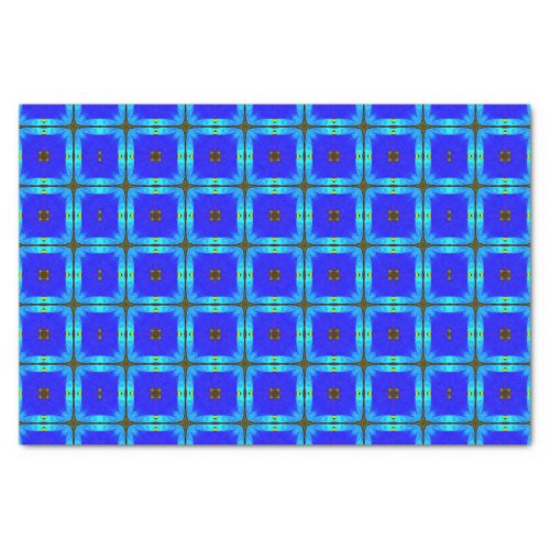 Vivid Blue Squares Black Detail Tissue Paper