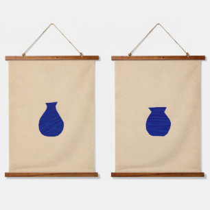 Vivid blue vases hanging tapestry