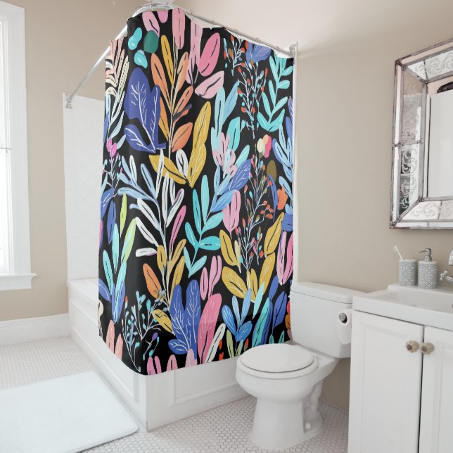 Vivid Botanical Shower Curtain (In Situ)