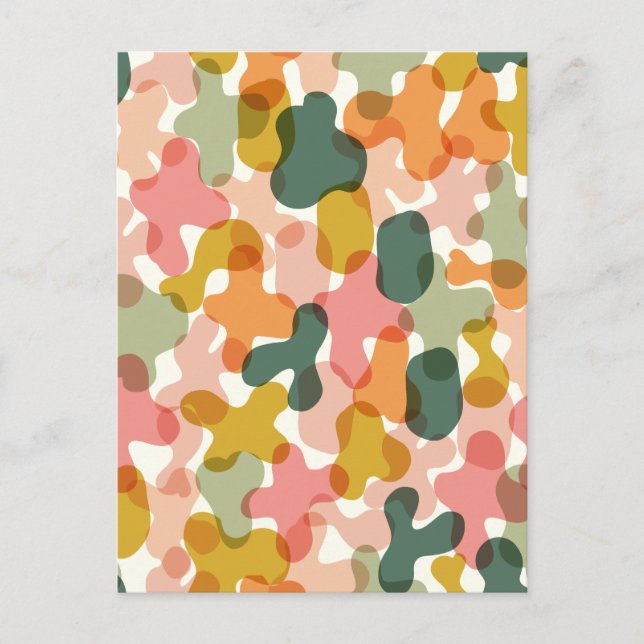 Vivid Camo Blobs Pillow Postcard (Front)