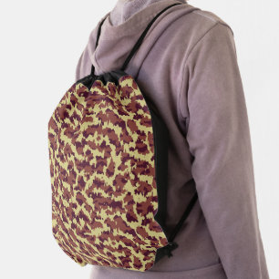 Vivid Camo Doodle Retro Black and Red Seamless Drawstring Bag