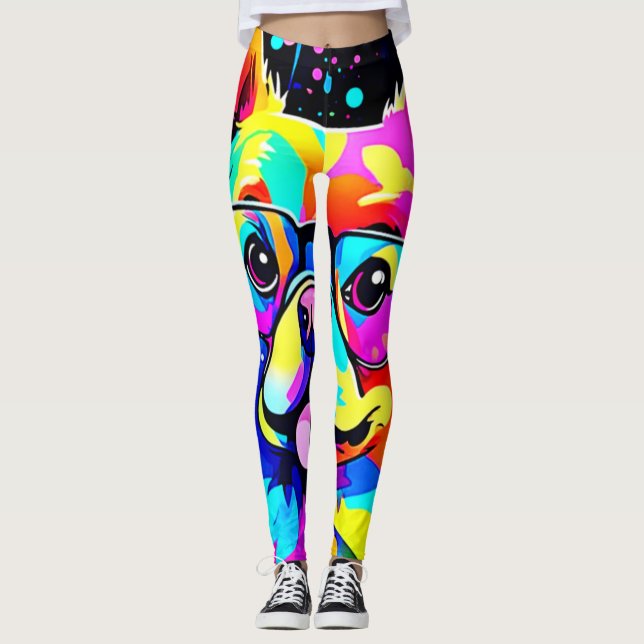 Vivid Canine Vibes Design Leggings (Front)