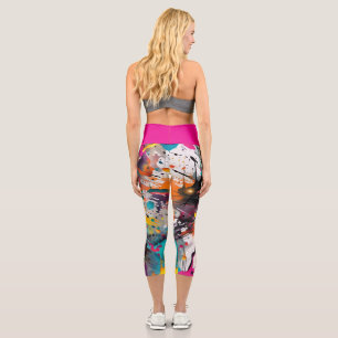 Vivid Chaos Splash Graffiti Capri Leggings