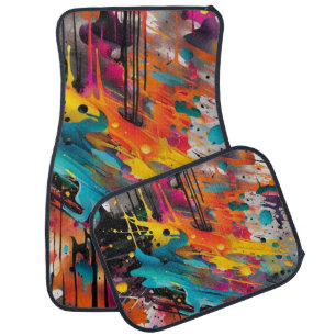 Vivid Chaos Splash Graffiti Car Floor Mat