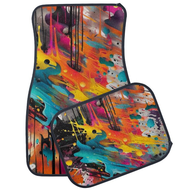 Vivid Chaos Splash Graffiti Car Floor Mat (Set)