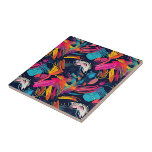 Vivid Chaos Splash Graffiti Ceramic Tile