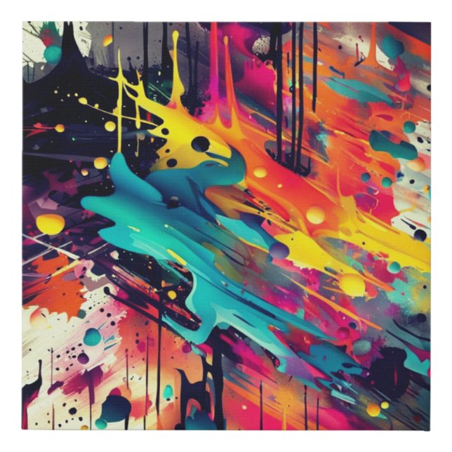 Vivid Chaos Splash Graffiti Faux Canvas Print (Front)