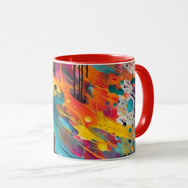 Vivid Chaos Splash Graffiti Mug (Front Right)