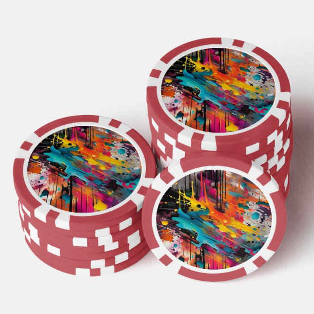 Vivid Chaos Splash Graffiti Poker Chips (Stack)