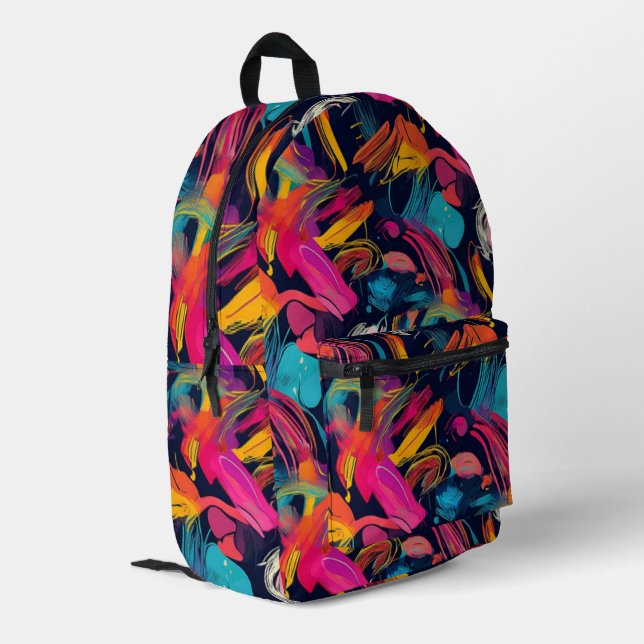 Vivid Chaos Splash Graffiti Printed Backpack (Back Corner Left)