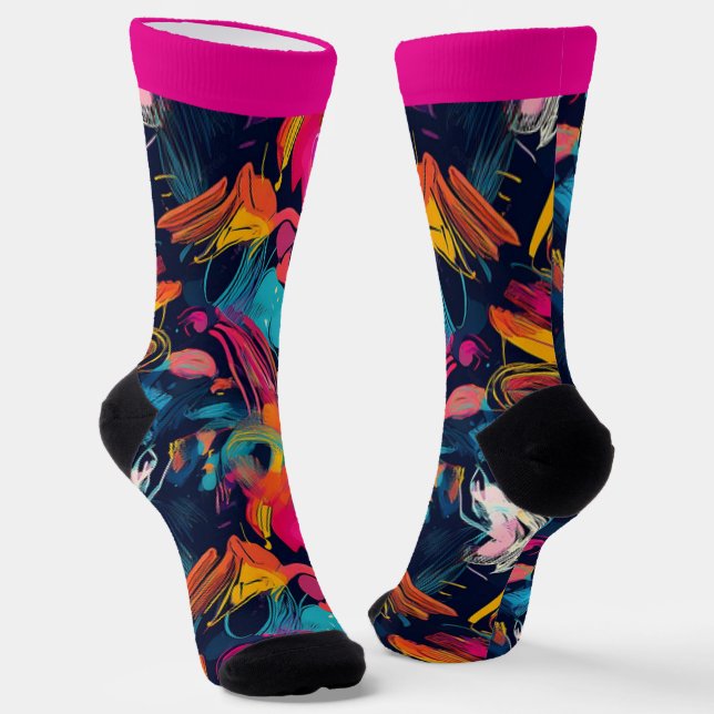 Vivid Chaos Splash Graffiti Socks (Angled)