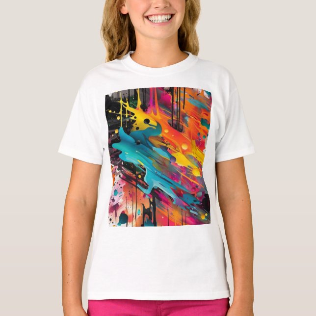 Vivid Chaos Splash Graffiti T-Shirt (Front)