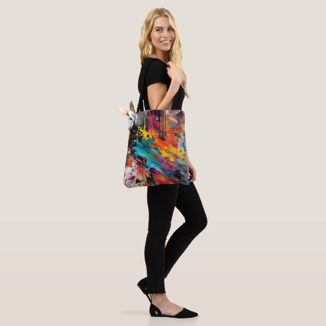 Vivid Chaos Splash Graffiti Tote Bag (On Model)