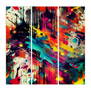 Vivid Chaos Splash Graffiti Triptych