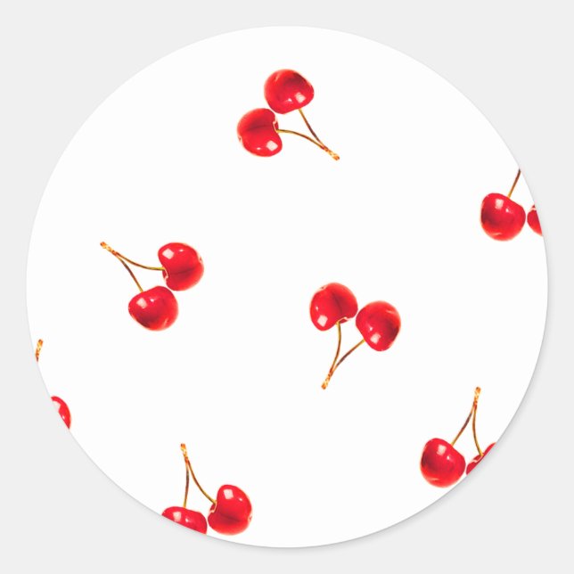 Vivid Cherry Pattern Classic Round Sticker (Front)