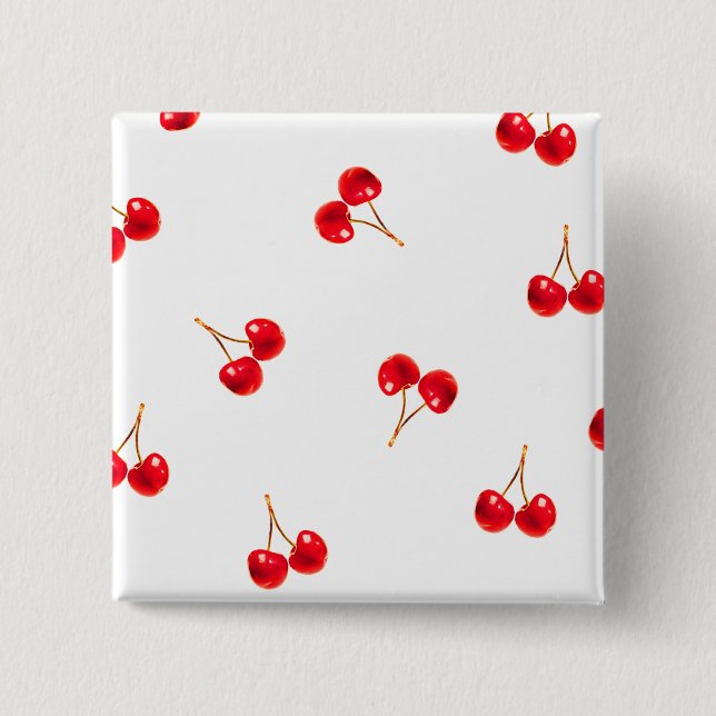 Vivid Cherry Pattern Pinback Button (Front)