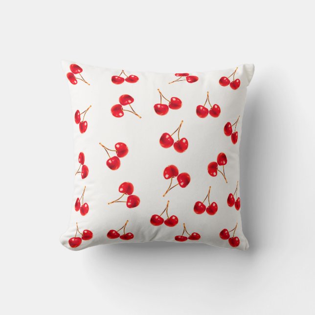 Vivid Cherry Pattern Throw Pillow (Front)
