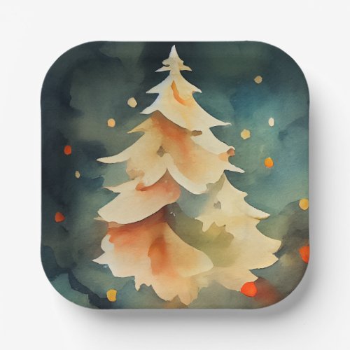 Vivid Christmas Tree Holiday Paper Plates