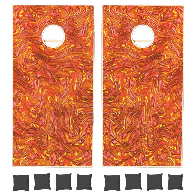 Vivid clear red texture with yellow tones cornhole set (Set)