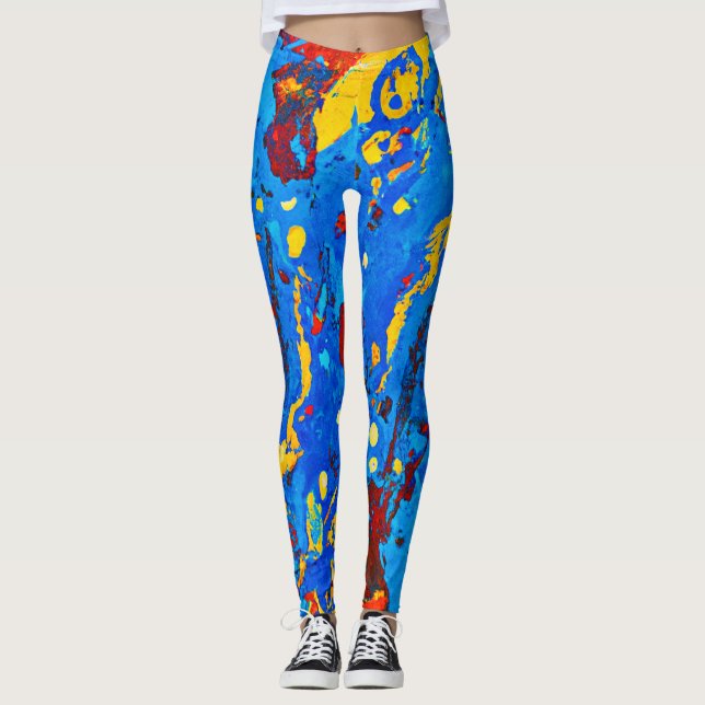 Vivid Color Abstract Artwork Leggings (Front)